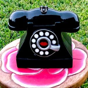 Timmy Woods Black Novelty Telephone Mini Bag with Pink Accent